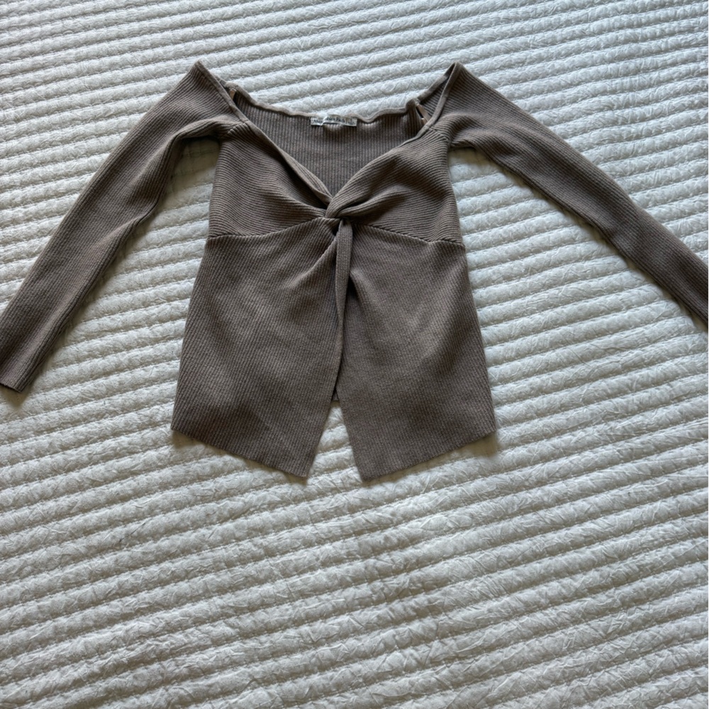 Abercrombie & Fitch Brown Knotted Long Sleeve Top